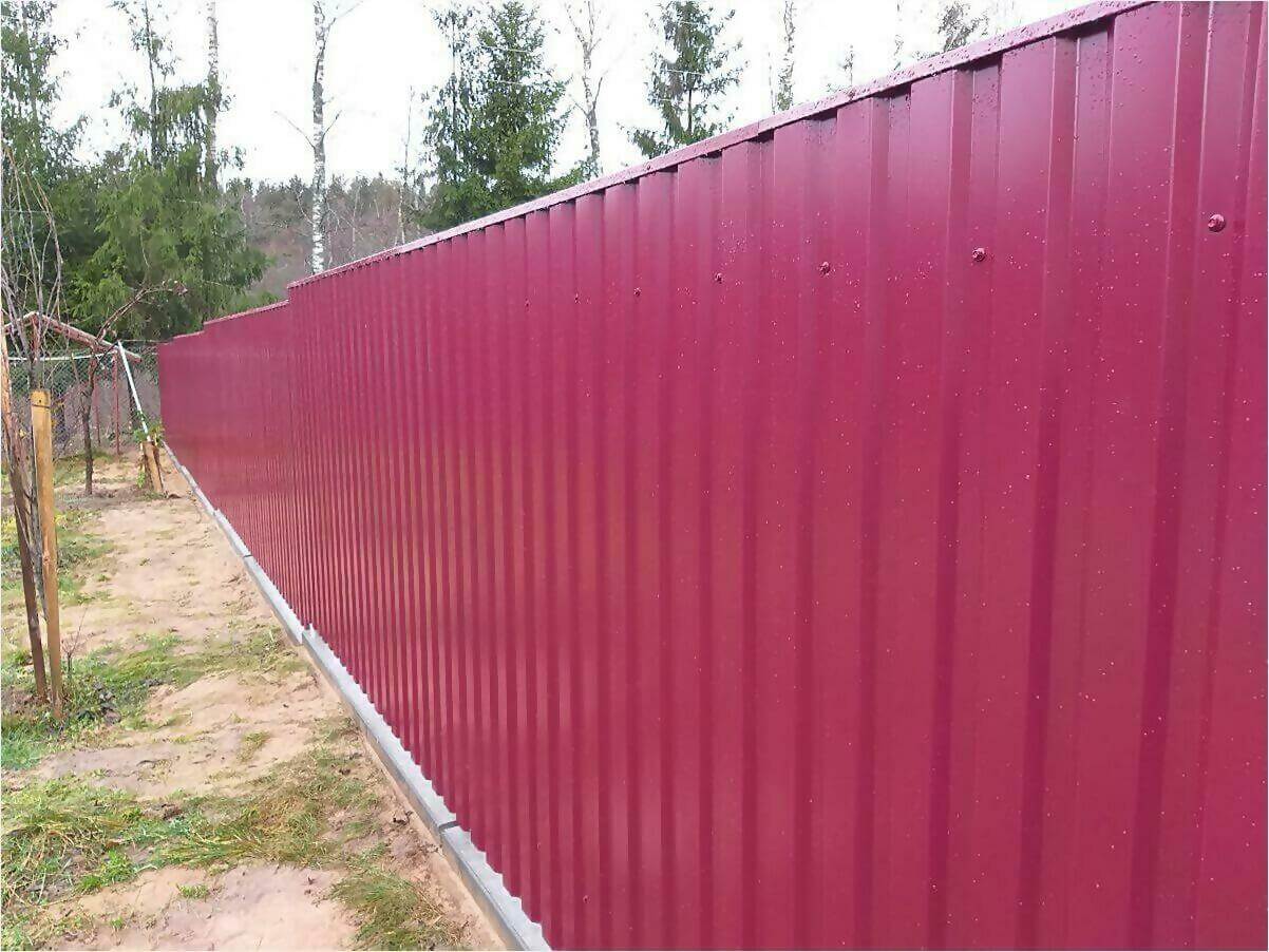 Забор 70м из двустороннего профлиста 3005 фото5 в Твери