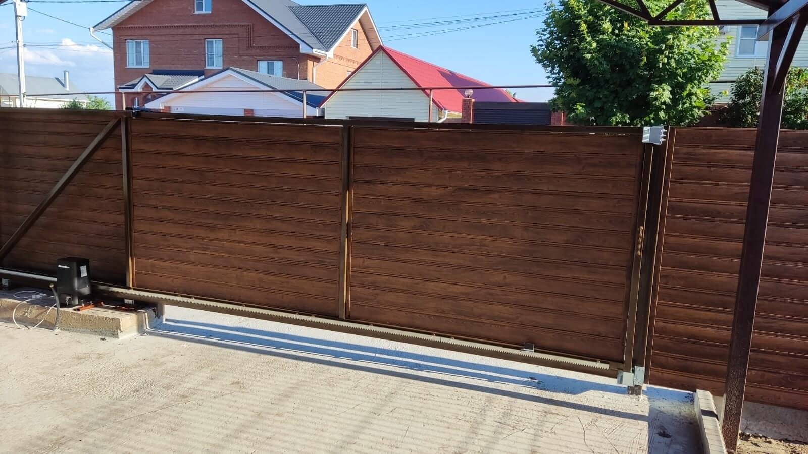 Забор-ранчо из металлопланкена 76м Printech Каштан 2-х сторонний фото3 в Твери