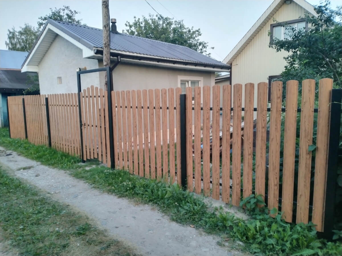 Забор из евроштакетника 14м Кипарис 2xPrintech двусторонний в Твери