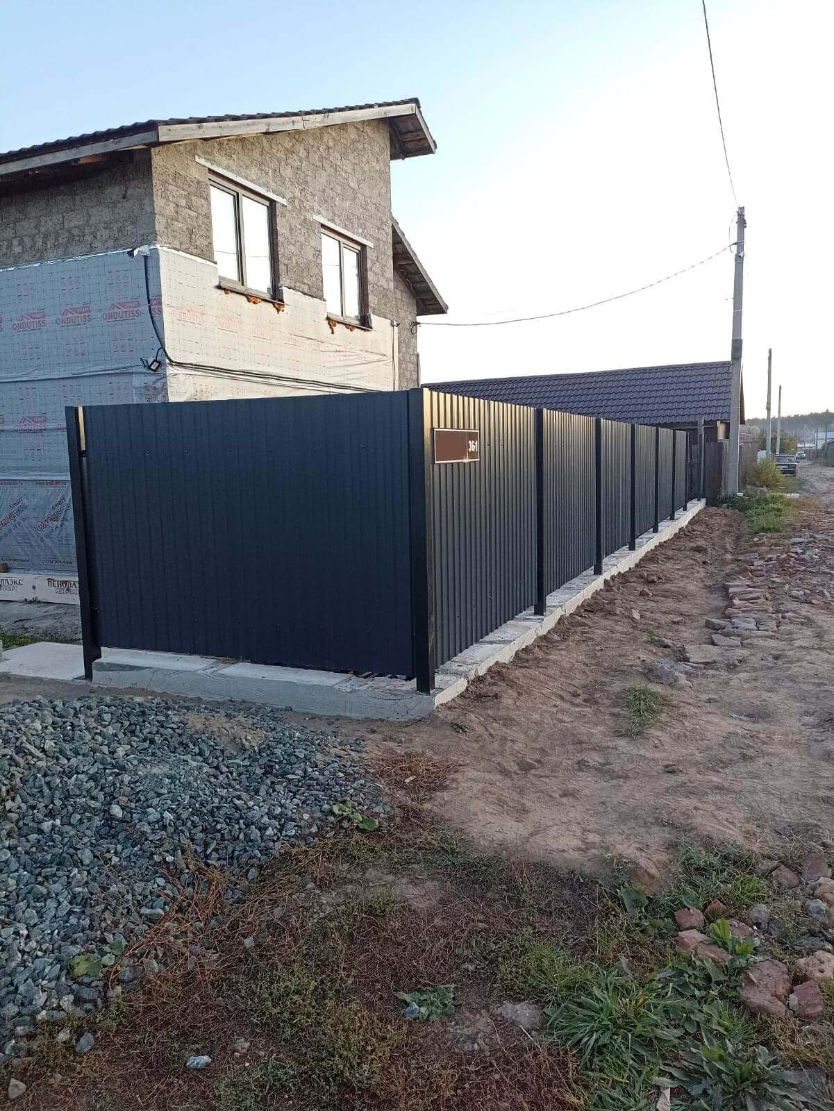 Забор из профнастила НС-10 15м RAL7024/7024 Серый Графит двусторонний фото 3 в Твери