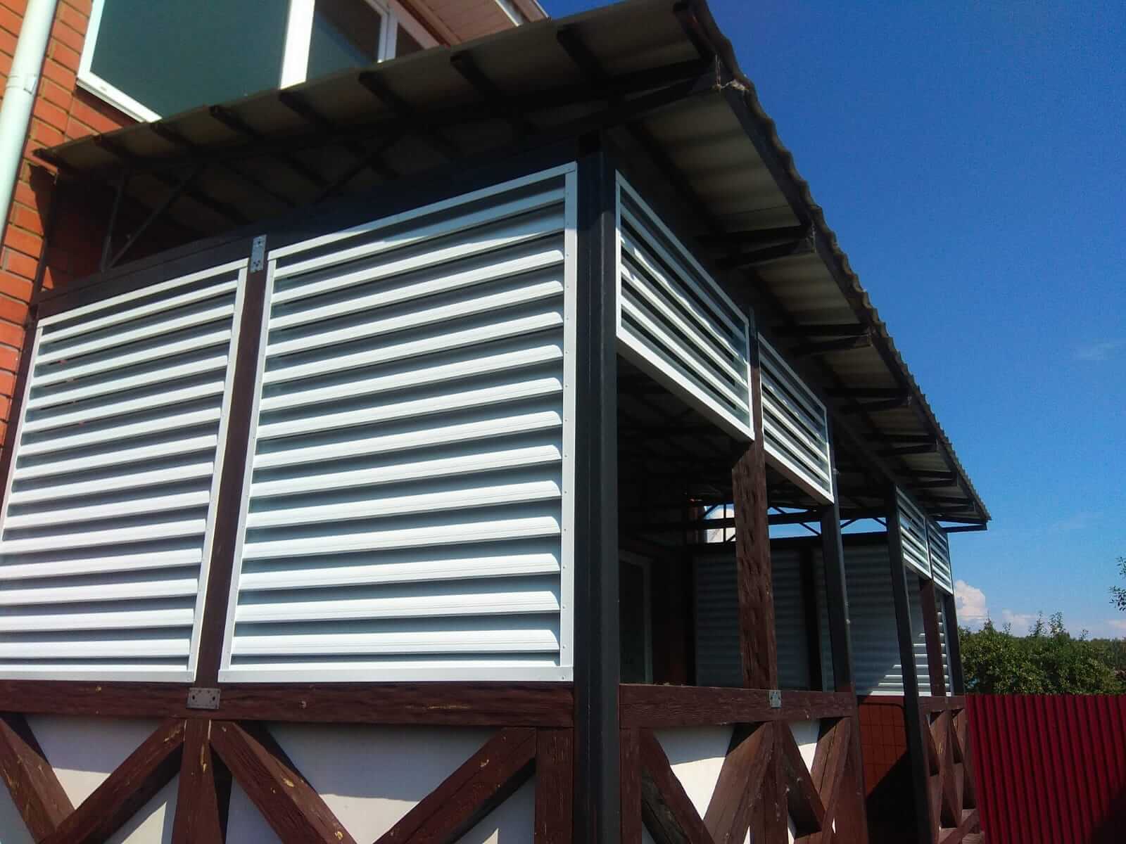 Веранда из ламелей еврожалюзи RAL9003/9003 Белый двусторонний фото 2 в Твери