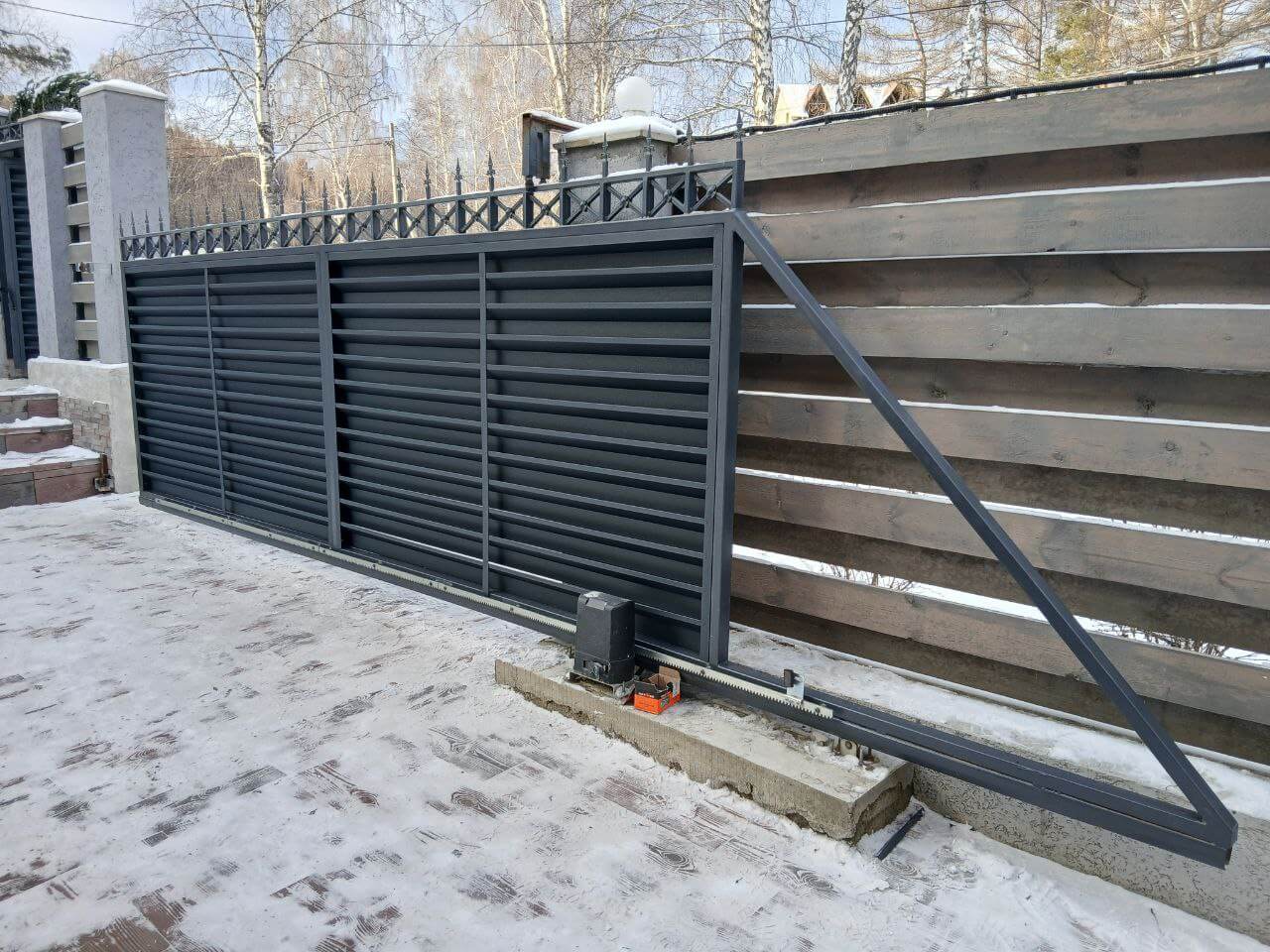 Входная группа из ламелей Хай-Тек RAL7024/7024 Серый Графит двусторонний МАТТЕ фото 23 в Твери
